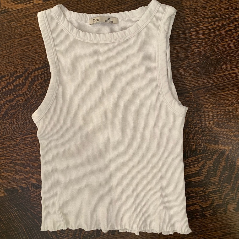 Waffle crew scoop neck tank top